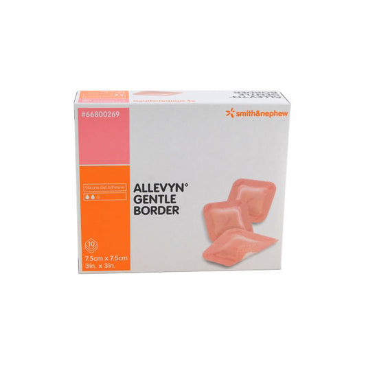 Smith & Nephew ALLEVYN™ Gentle Border Hydrocellular Foam Dressing, Silicone Gel Adhesive (3-Layer), 7.5cm x 7.5cm