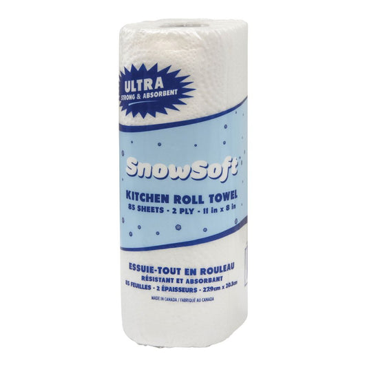 Snow Soft™ Premium Kitchen Towels, 2 Ply, 85 Sheets/Roll, 8" W, 11" L