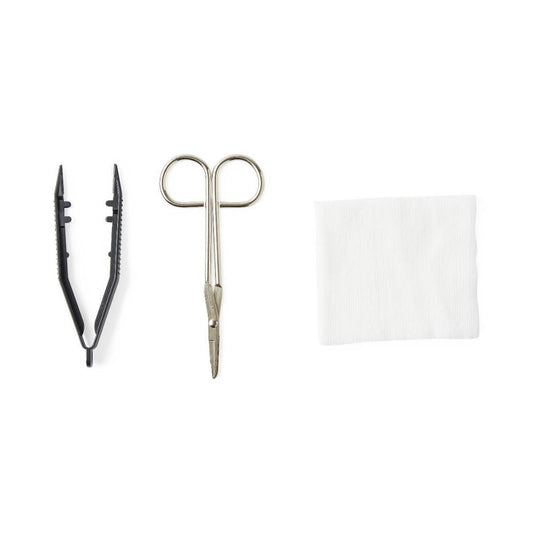 Medline Suture Removal Tray with Wire Metal Littauer Scissors