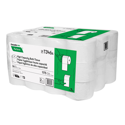 Cascades PRO Perform High Capacity Bath Tissue, 2-Ply, White, 1175 sheets, 36 rolls/pack, Septic Tank Safe, Certified