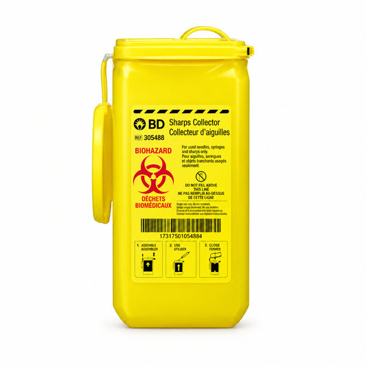 BD Tray Sharps Collector 1.4 L, Yellow with Plug Cap – Case of 36, 300462