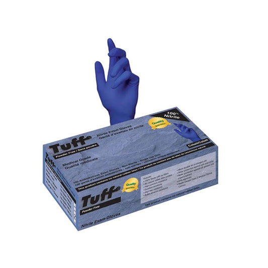 Tuff® Cobalt Blue Nitrile PF Exam Gloves, Medical Grade - 5 mil