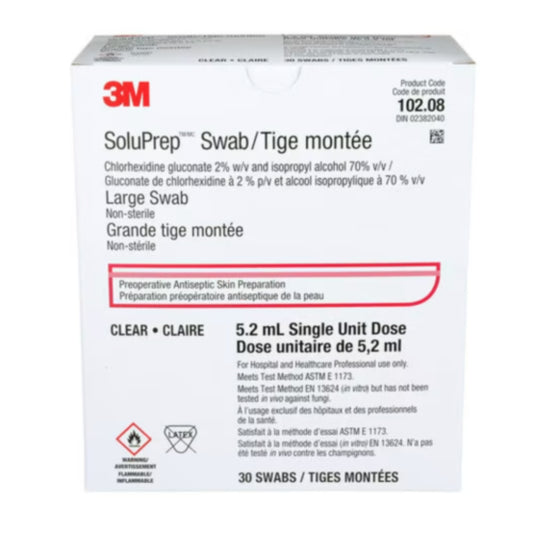 3M™ SoluPrep™ Swab, 2% w/v CHG/70% v/v IPA, Clear - Large