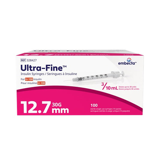 Ultra Fine Insulin Syringe U100, 12.7mm, 30G, 0.3mL