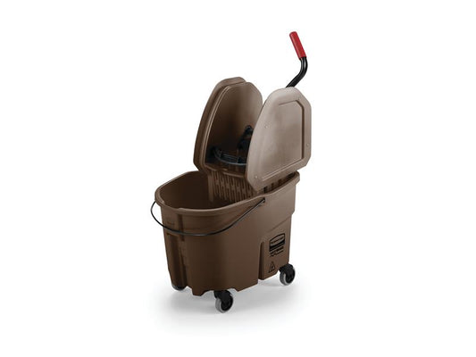 Rubbermaid WaveBrake 35-Quart Down Press Bucket and Wringer, Brown