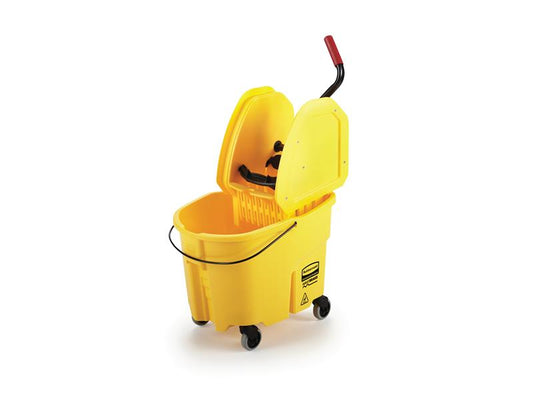 Rubbermaid WaveBrake 35-Quart Down Press Bucket and Wringer, Yellow