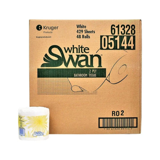 White Swan 2-Ply Toilet Paper, 429 Sheets, White - Case of 48 Rolls