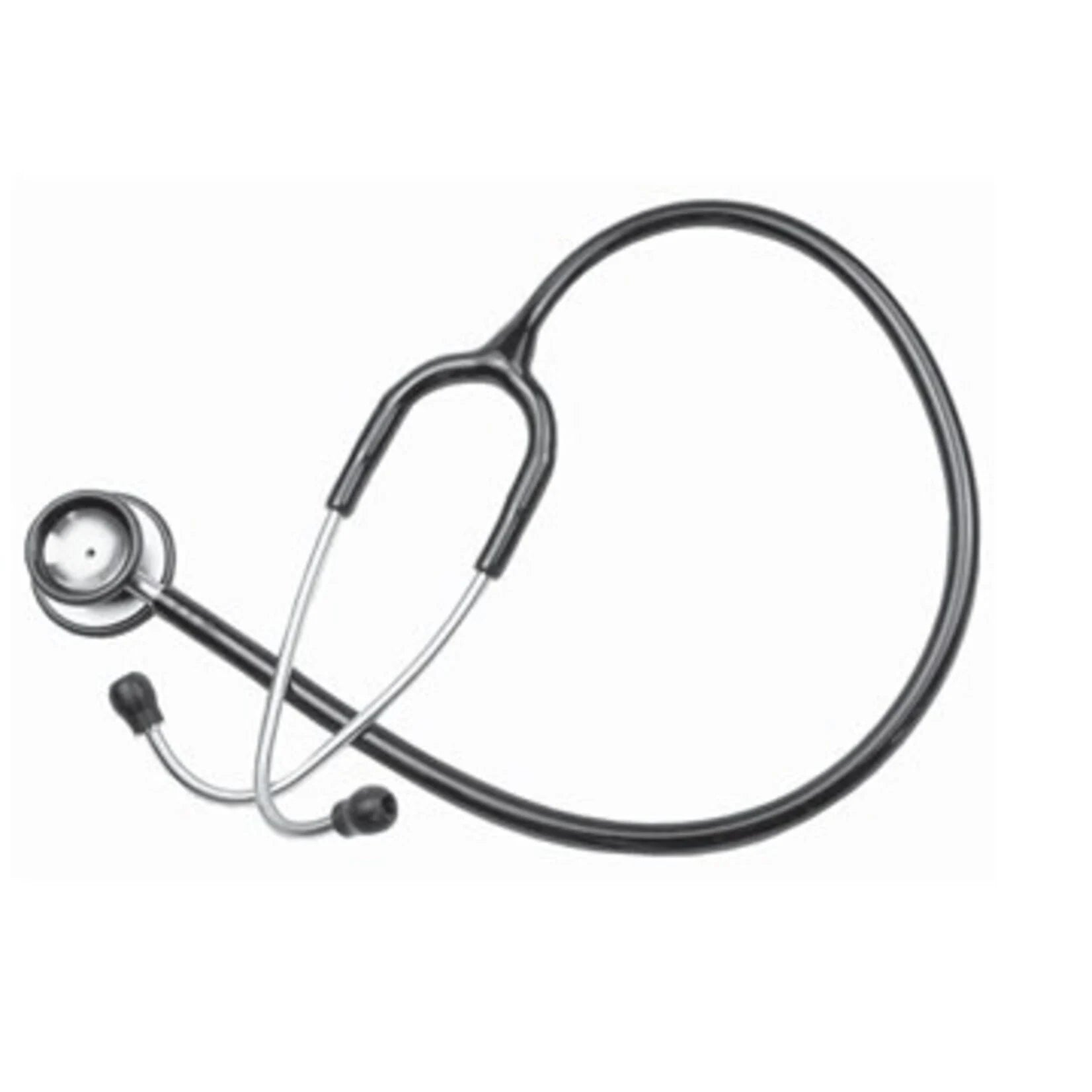 Black stethoscope on a white background