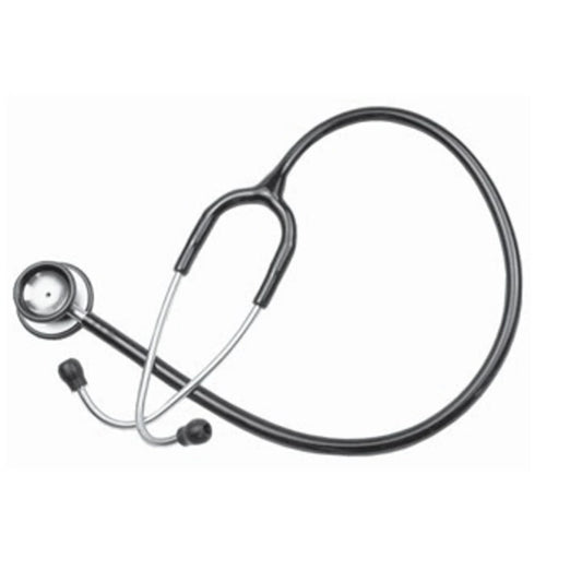Black stethoscope on a white background
