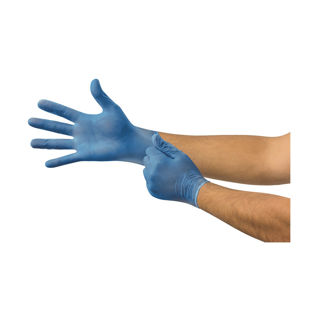 Ansell Dura-Touch Blue Vinyl Gloves, 34-650