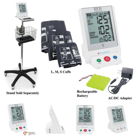 A Bios Automatic Professional Blood Pressure Monitor, stand, lms cuffs, rechargeablebattery,ac/dc adapter