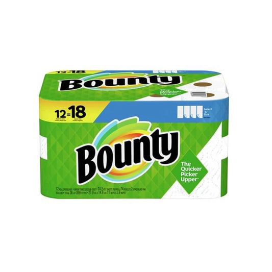 Bounty Select-A-Size Paper Towels, 12 Single Plus Rolls = 18 Regular Rolls, White