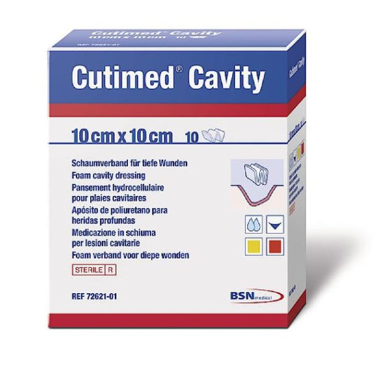 Cutimed Cavity Foam Dressings Sterile, 4 x 4 in., Box of 10- 7262101