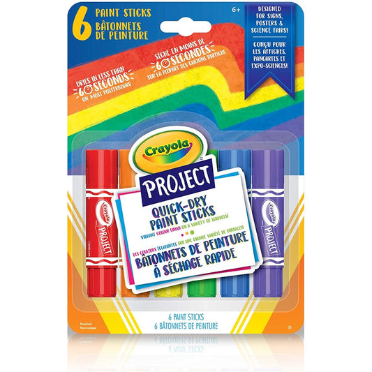 Crayola Project Quick-Dry Paint Sticks, 6 Count
