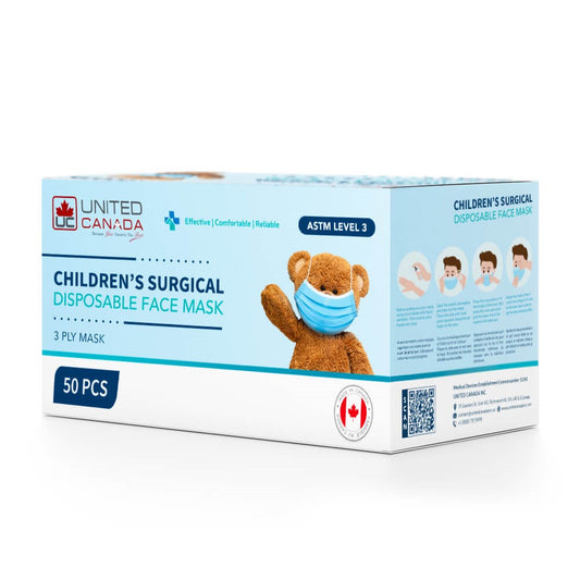 LEVEL 3 MADE IN CANADA - CHILDREN'S SURGICAL/MEDICAL DISPOSABLE FACE MASK  (50 PCS)