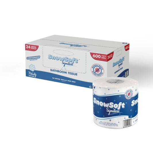 SnowSoft™ Standard Toilet Paper, 2 Ply, 4" x 3" x 5", 600 Sheets - Case of 24 Rolls