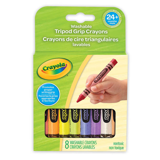 Crayola Washable Tripod Grip Crayons, 8 Count