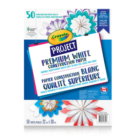 50 Sheets White Construction Paper